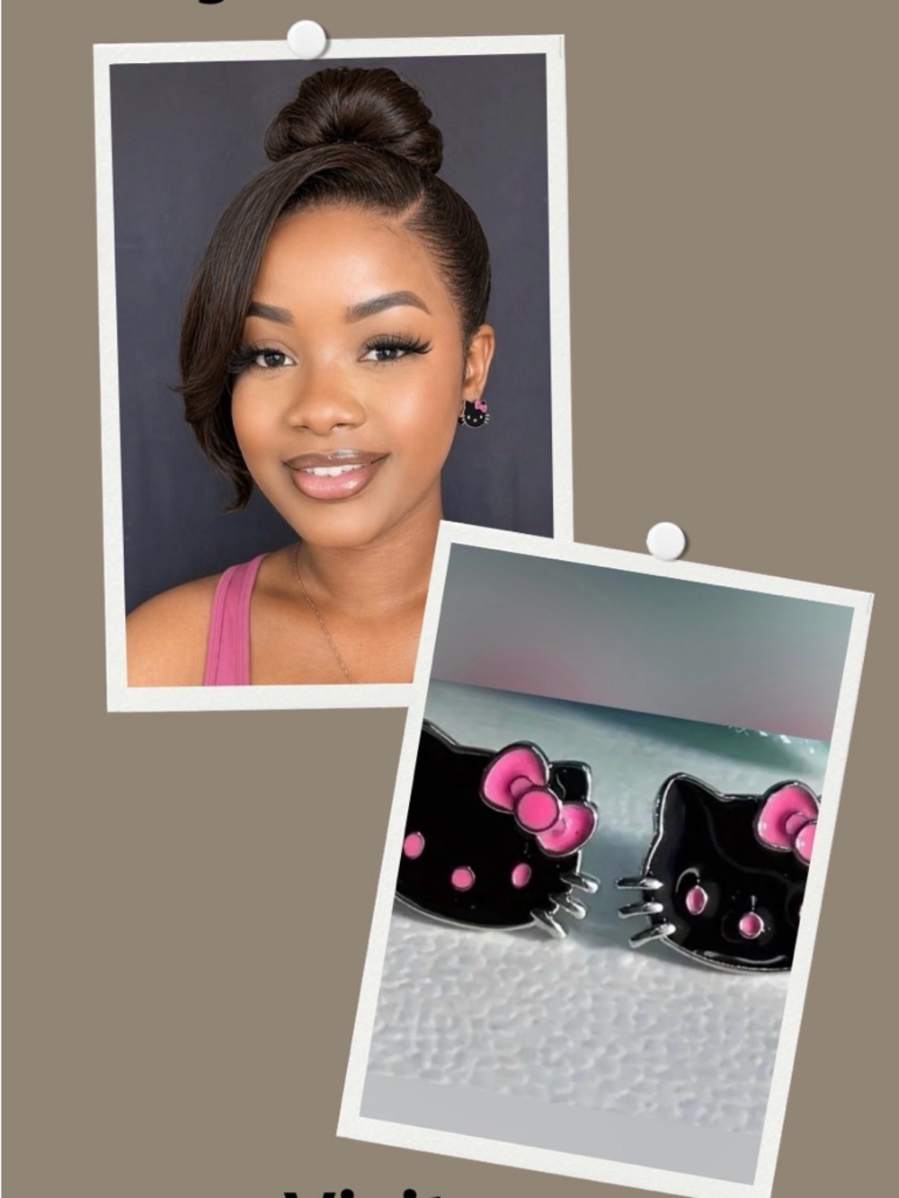 Hello Kitty Black and Pink Earrings